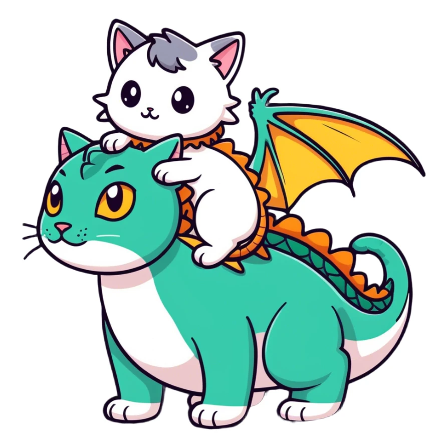Cat riding a dragon sticker