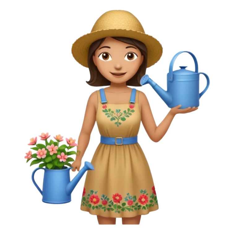 gardener woman with watering pot sticker