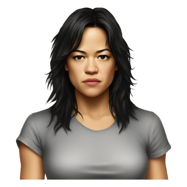 michelle rodriguez serious wearing tee sticker