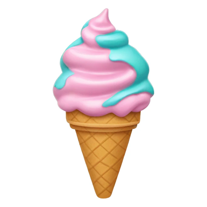 pink and teal soft serve ice cream with kawaii stuff sticker