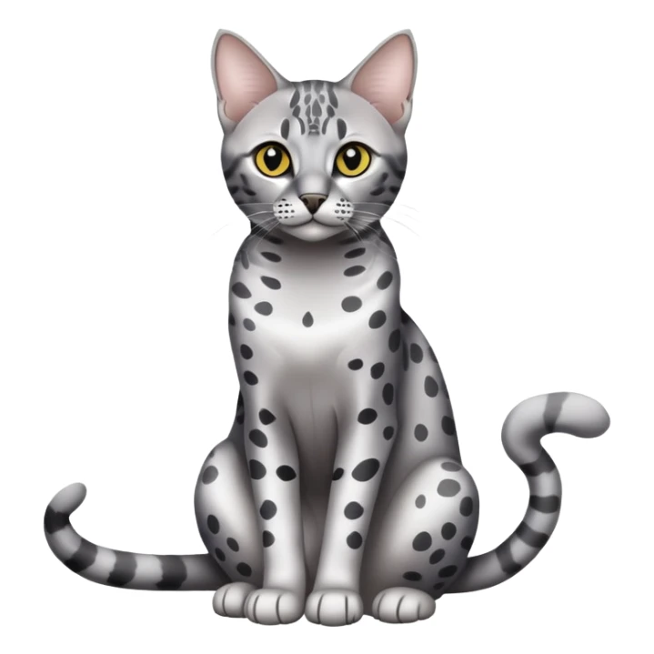 Egyptian Mau cat full body sitting with black eyes sticker