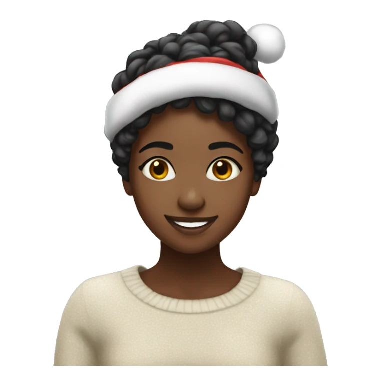 black girl happy in Christmas sticker