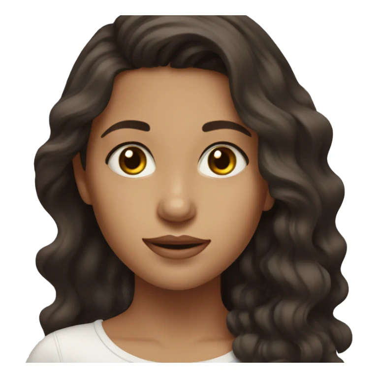 make a wavy brunette girl with dark colored eyes sticker