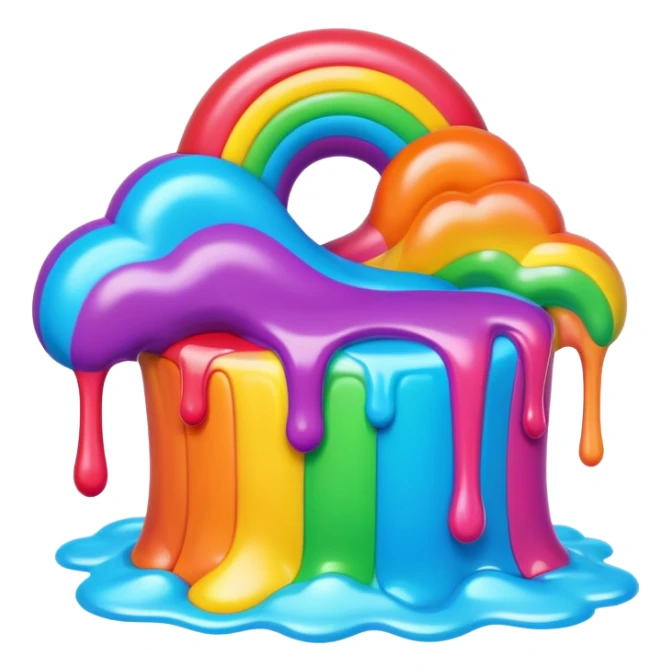 melting neon rainbow candy land landscape sticker