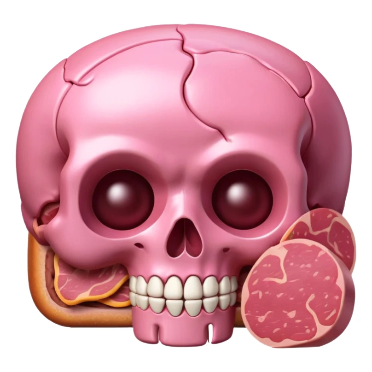 kawaii skull EMOJI made of SPAM MEAT sticker