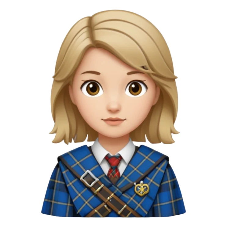 female with scottish attire and dark blonde hair sticker