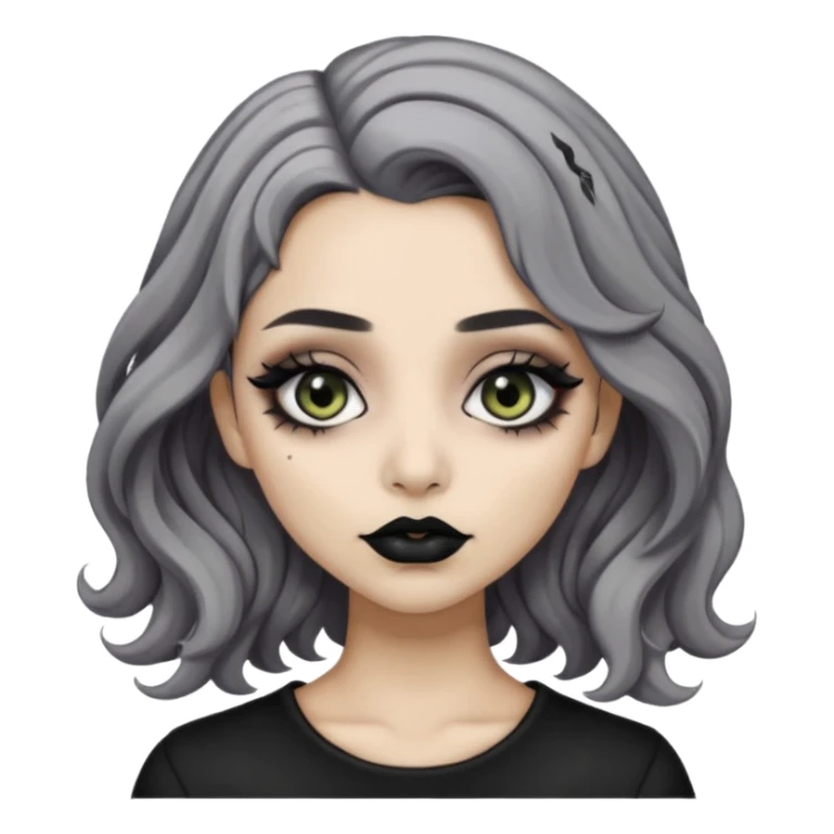  Beige olive skin  grey wavy hair black lips goth girl sticker