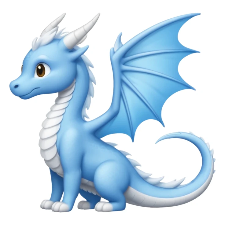 Sky dragon With her elongated, sleek sky-blue form and soft,fluffy cloud-white wings, ears, and tail sticker
