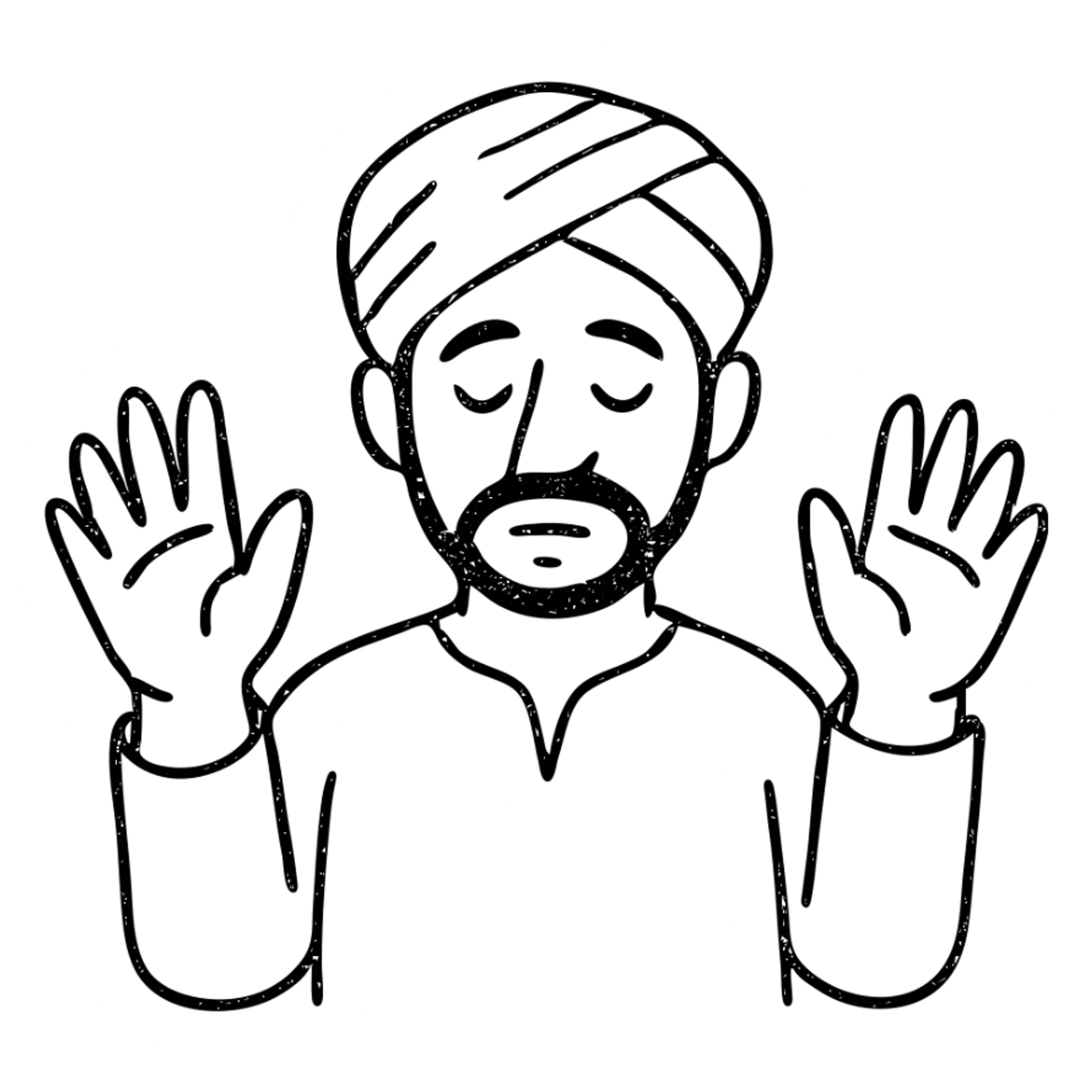 hand-drawn outlined icon of an Indian person with hands up in surrender sticker