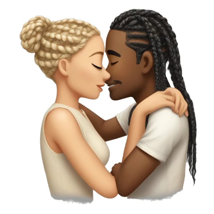 a light skinned boy kissing girl with box braids and doing romance sticker