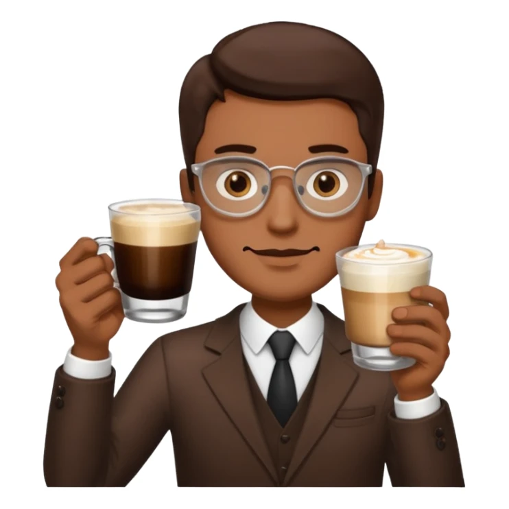 a man with two glasses of coffee sticker