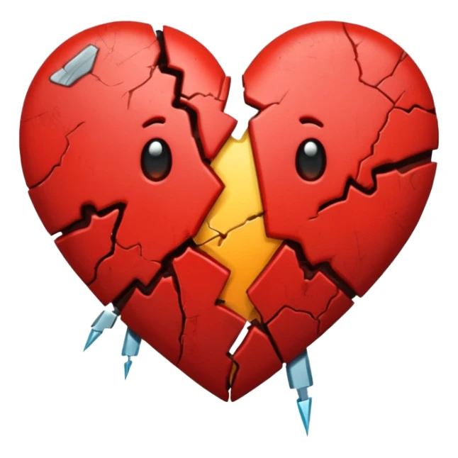 broken heart sticked together (divorce) with a clip sticker
