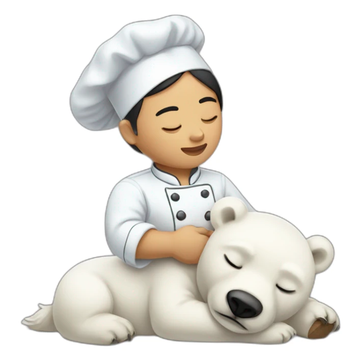 Man Chef filipina black with baby polar bear sleeping to back him sticker