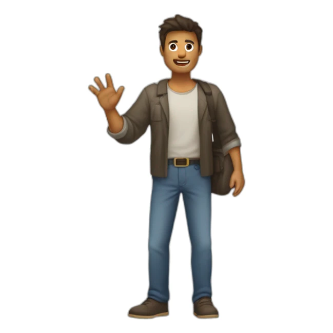 Hombre saludando con la mano hacia arriba sticker