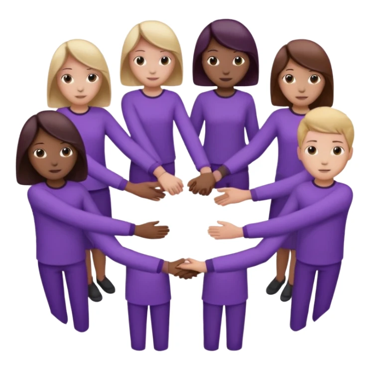 purple group without eyes and nose   holding handsin circle sticker