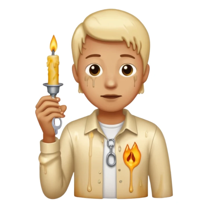 car keys stuck in a candle wearing a shirt sticker