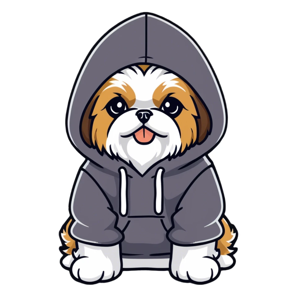 Black and white only colored Shih Tzu with hoodie￼ sticker