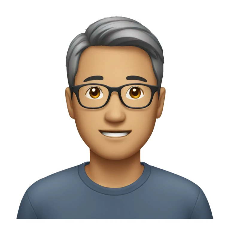 asian man with wearning glasses sticker
