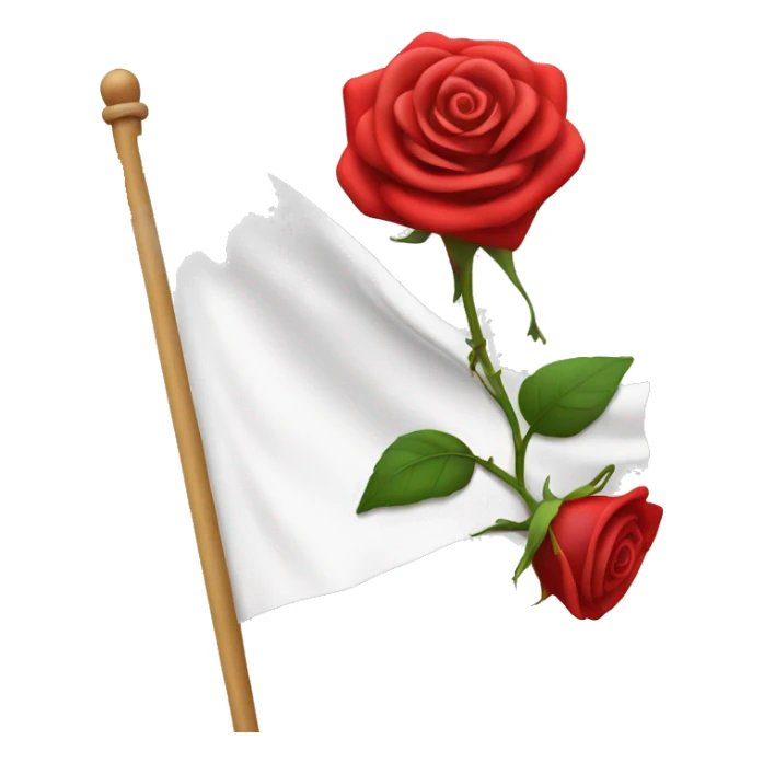 emoji white flag with red rose on the center sticker