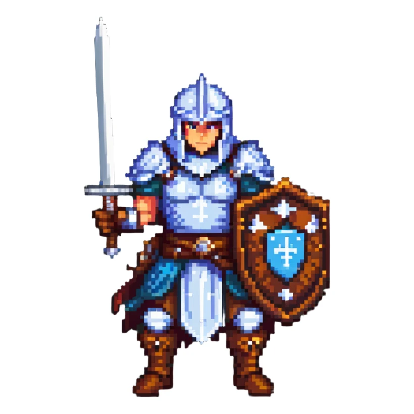 retro fantasy warrior with sword and shield sticker
