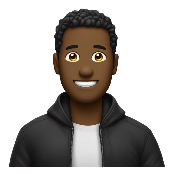 Persona riendo con una chaqueta negra sticker