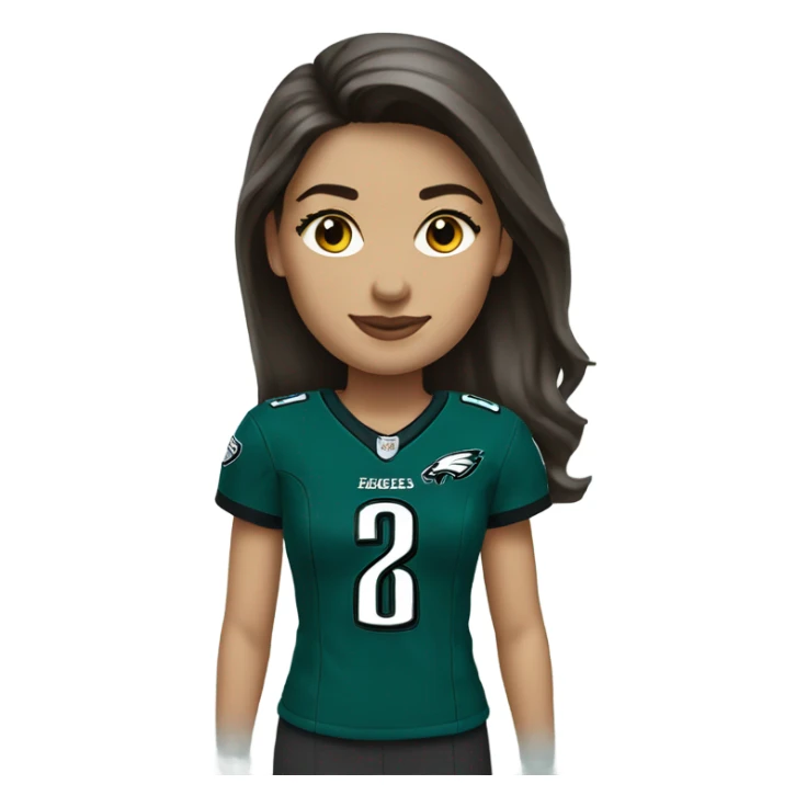  White female brunette wearing Philadelphia Eagles jersey sticker