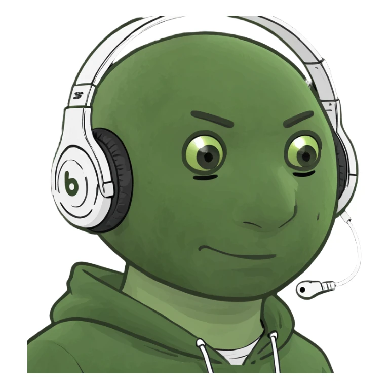 emoji ios 18, guy in headphones at computer, drinking coffee sticker