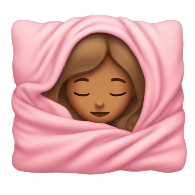tan girl sleeping with pink blanket  sticker