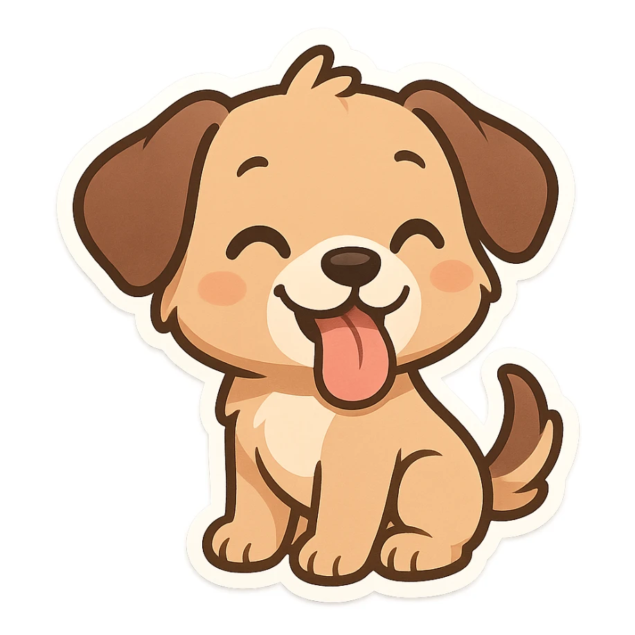chibi sticker of a playful puppy with a big tongue sticker