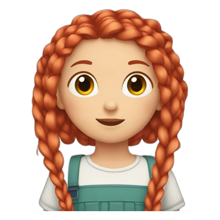 Girl with red hair in two braids drinking from a straw sticker