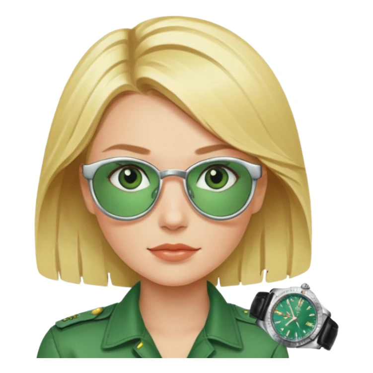 Breitling green faced watch on blonde girl wrait sticker