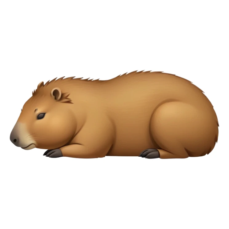 cinematic-Sleeping capybara-realistic-full-body-sleping-emoji,-plump-and-relaxed-body-soaking-in-the-warm-sun,-short-brown-fur-slightly-ruffled,-head-tilted-dramatically,-calm-expressive-eyes-exuding-serene-wisdom,-simplified-yet-realistic sticker