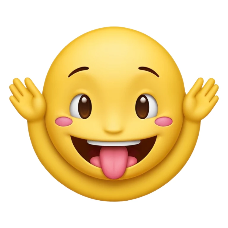 Emoji with tongue ￼out and hands on each side  sticker