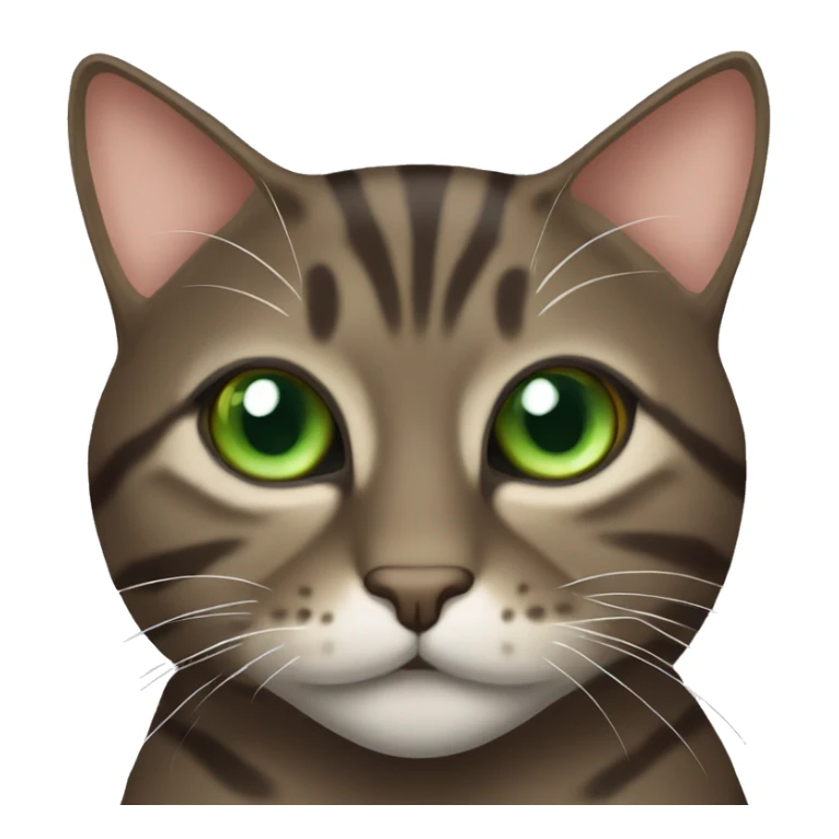 Dark brown tabby cat with slanted Green eyes sticker