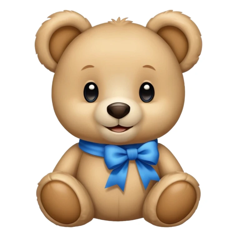 beige teddy bear with with blue bow on neck smile sticker