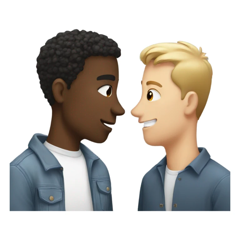 Two black guys and one white guy kissing sticker