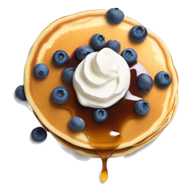 Pancake with syrup and whipped cream with blueberries sticker