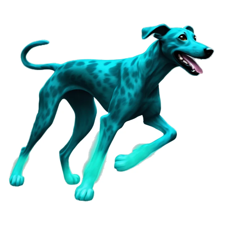 Brindle dog lurcher running cyan glow sticker