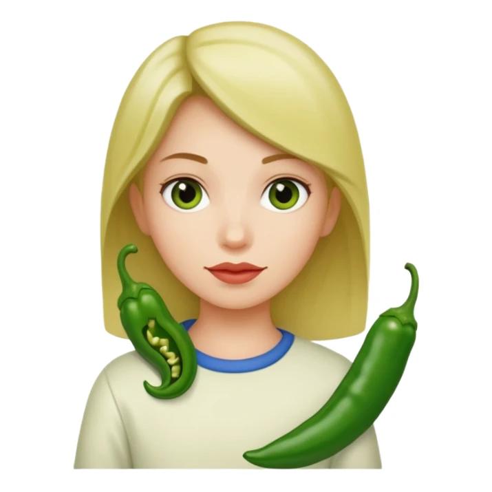 Girl with green chili sticker