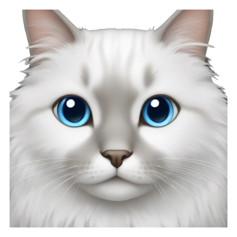 White fluffy cat with one brown eye and one blue eye sticker