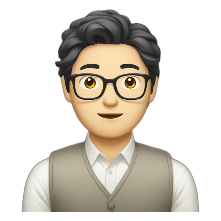 korean guy with glasses and curtains hair sticker