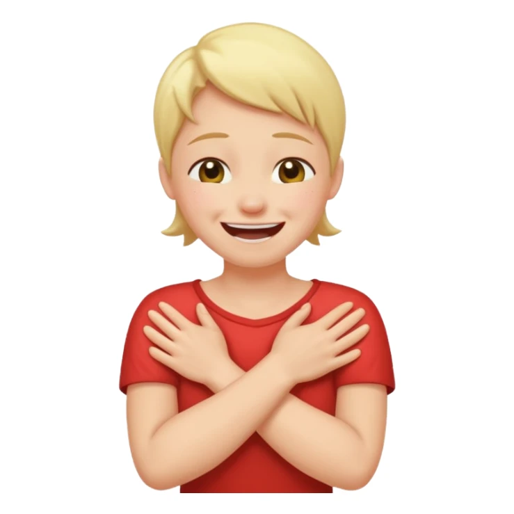 arms crossed around neck laughing and crying sticker