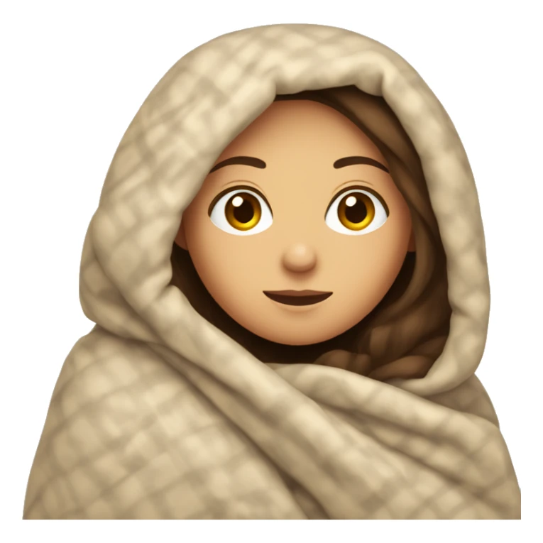 Brunette caucasian woman cuddled in a big blanket sticker
