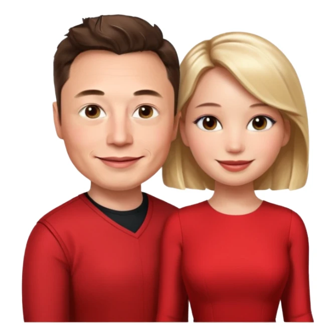elon musk and Jennifer Lawrence in red dress sticker