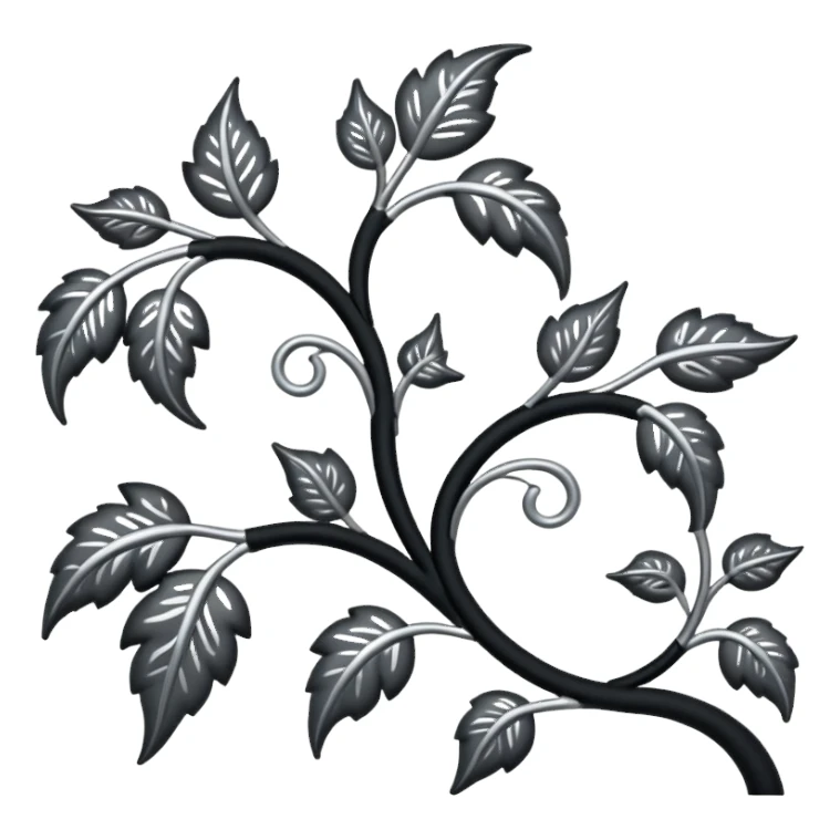 Black and silver filigree vine design, 3D, extremely detailed design sticker