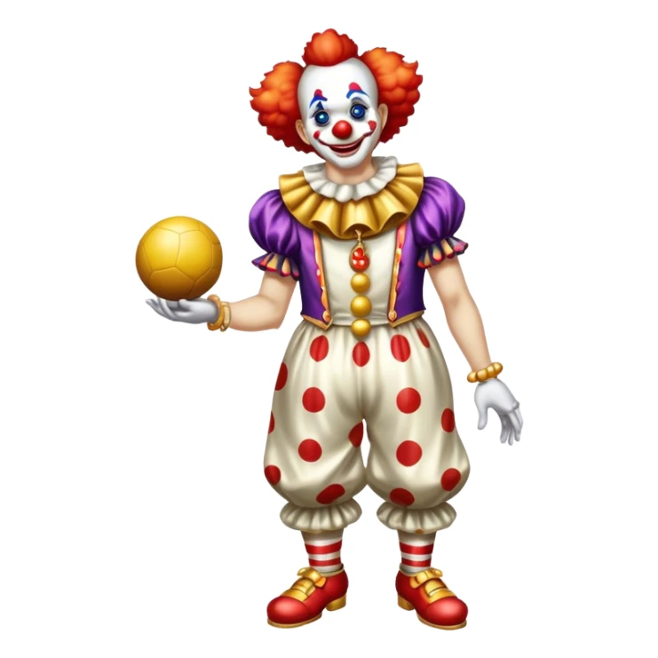 clown with golden chain on the neck playing ball full height sticker
