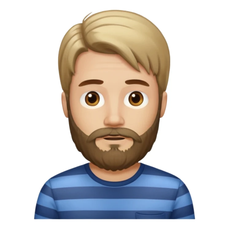 striped shirt with long hair and beard no moustache sticker