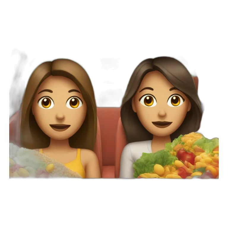 brunette and tan in a car made of food sticker