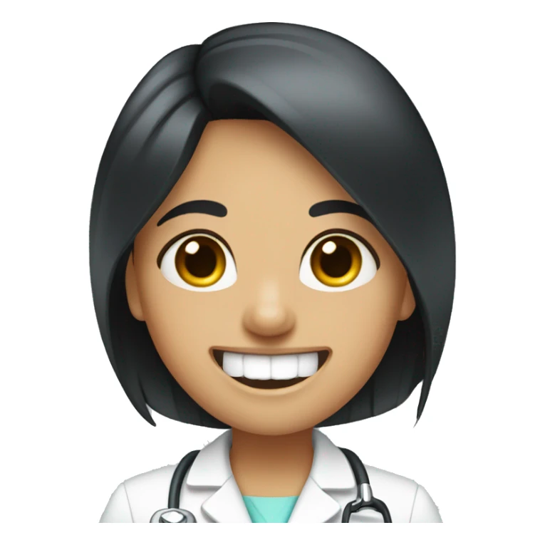 Dentist-girl-eyesmile-black middle straight hair-bracket teeth sticker