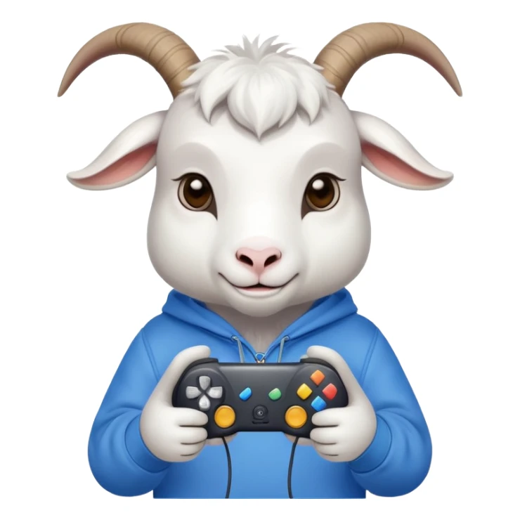 Cute Goat wearing sweatshirt holding video game controller  sticker